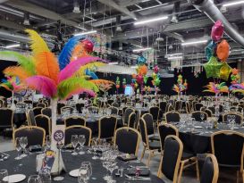 edgbaston neon 70s event decor